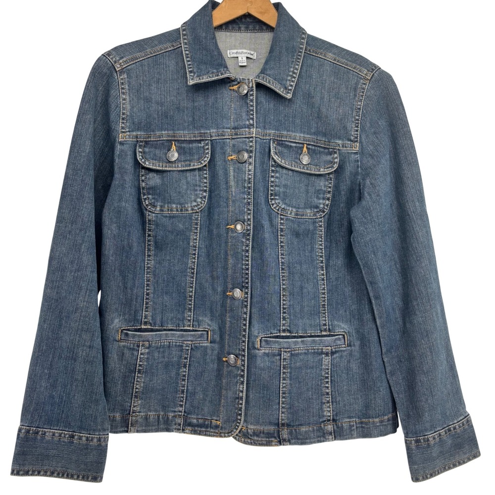 Croft & Barrow Women Size S Denim Jacket Button Front Long Sleeve Pockets Jean